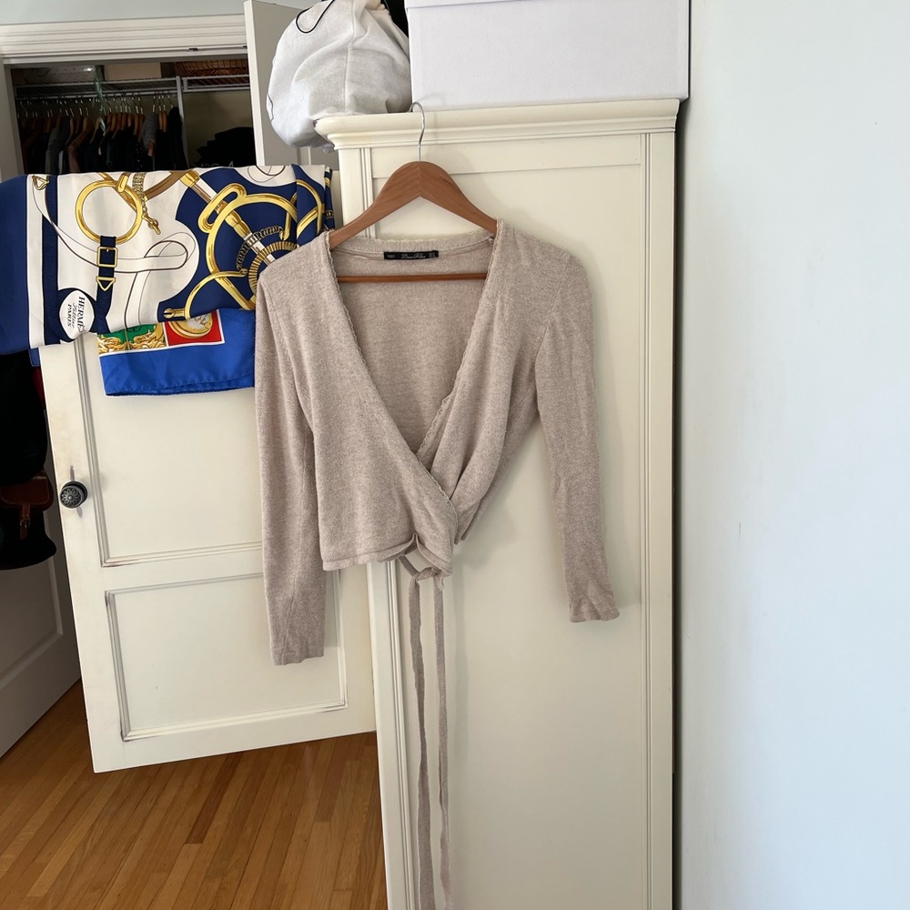 Zara Gray Knit Cardigan Blouse Top - Picture 3 of 7